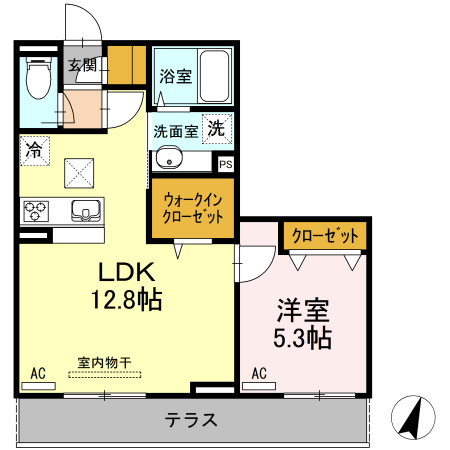 山形市みはらしの丘のアパートの間取り