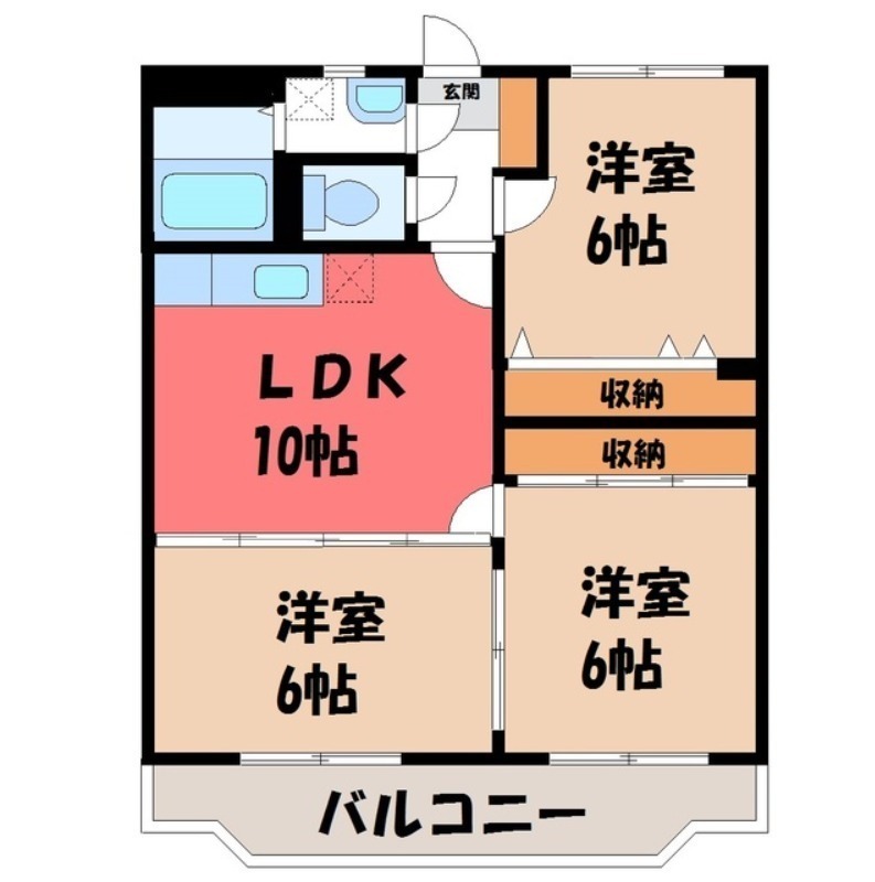 宇都宮市東簗瀬のマンションの間取り