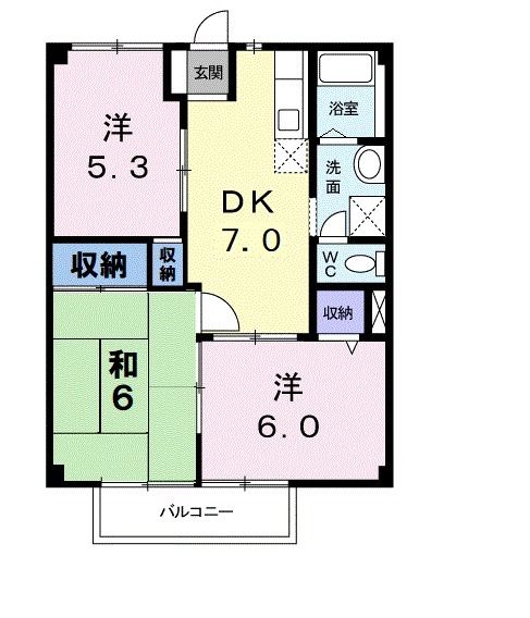 一宮市大和町福森のアパートの間取り