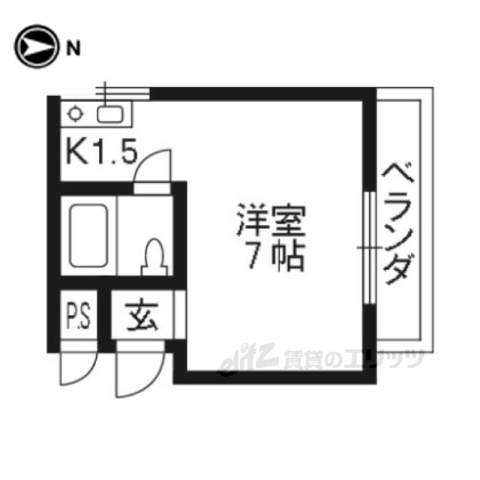 八幡市橋本東山本のマンションの間取り