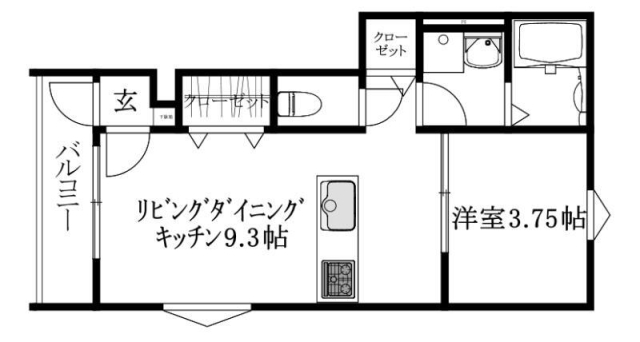 松山市高岡町のアパートの間取り