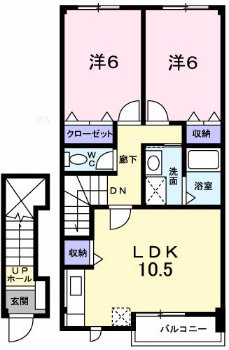 アロッジオＫ３　Ａの間取り