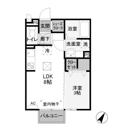 前橋市野中町のアパートの間取り