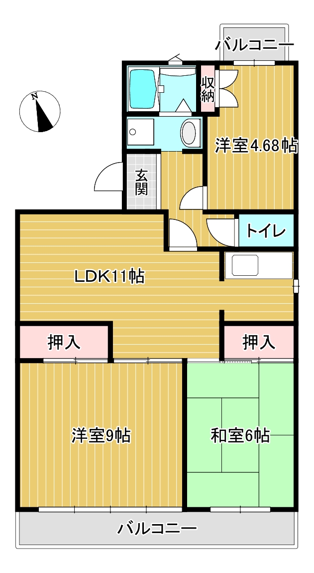 御殿場市茱萸沢のマンションの間取り