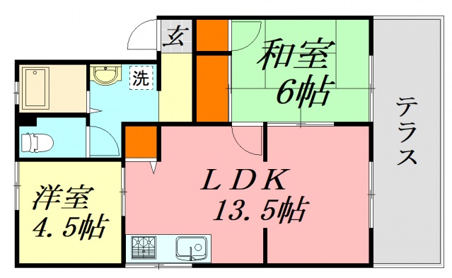 広島市安佐北区口田南のアパートの間取り