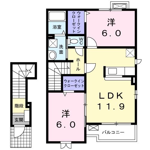 美濃市生櫛のアパートの間取り