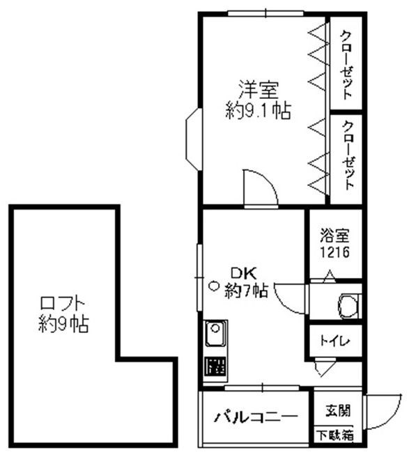 【福岡市中央区谷のアパートの間取り】