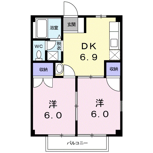 松江市東出雲町揖屋のアパートの間取り