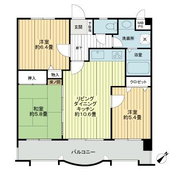 熊本市中央区新大江のマンションの間取り