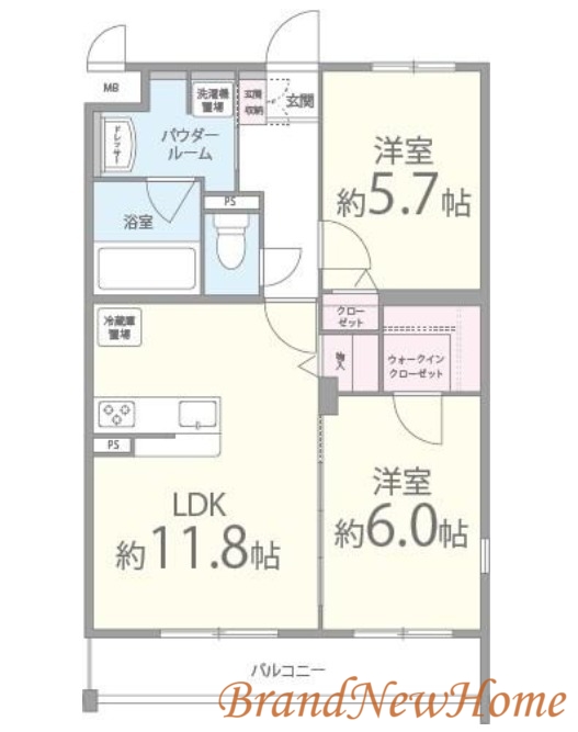 堺市堺区旭ヶ丘中町のマンションの間取り