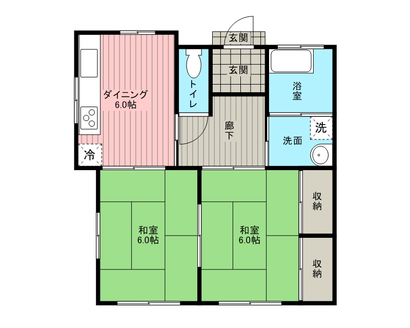 甲府市住吉のアパートの間取り