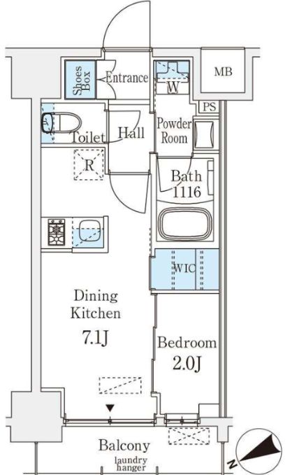 中央区八丁堀のマンションの間取り