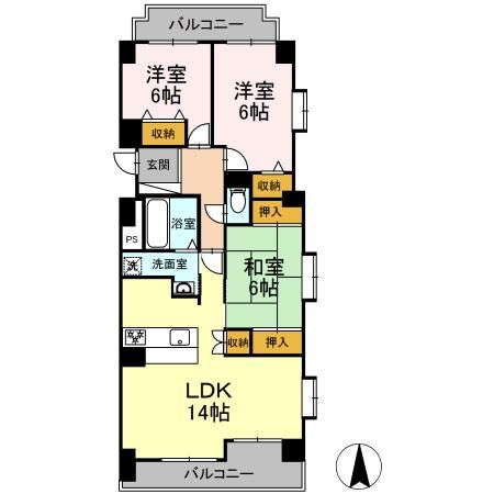 半田市岩滑東町のマンションの間取り