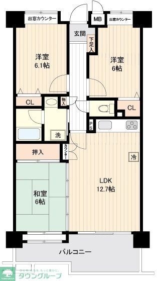 大田区雪谷大塚町のマンションの間取り