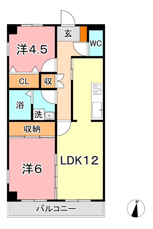 倉敷市堀南のマンションの間取り