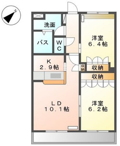 【岡山市東区広谷のアパートの間取り】