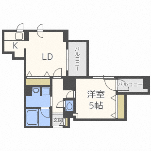 札幌市東区北七条東のマンションの間取り