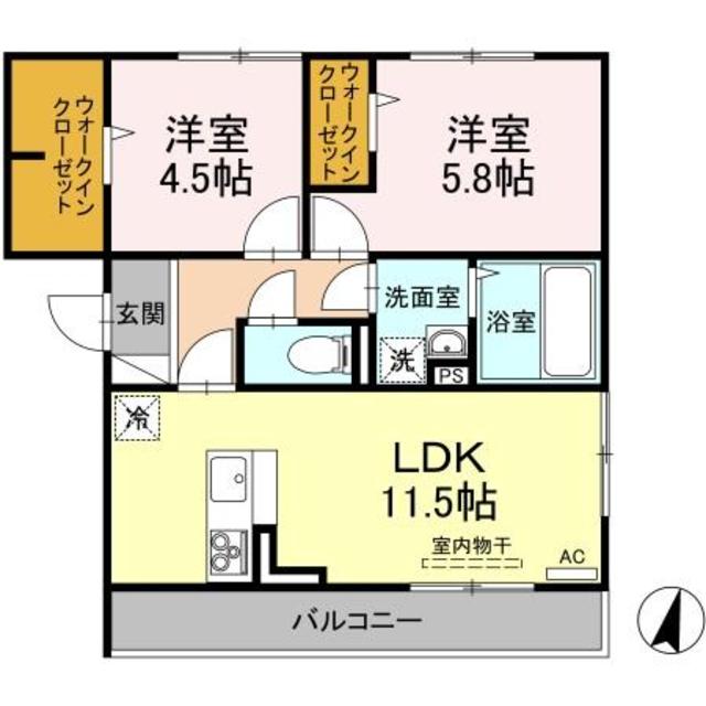 新潟市中央区新和のアパートの間取り