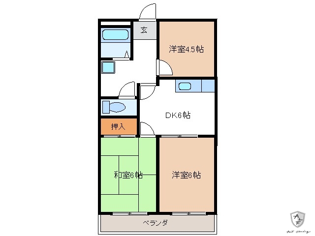 多治見市宝町のアパートの間取り