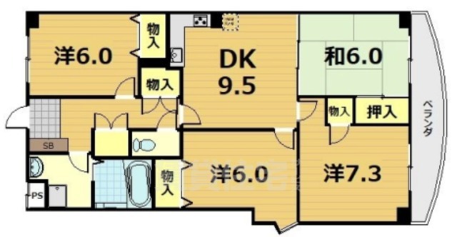 京都市伏見区竹田浄菩提院町のマンションの間取り