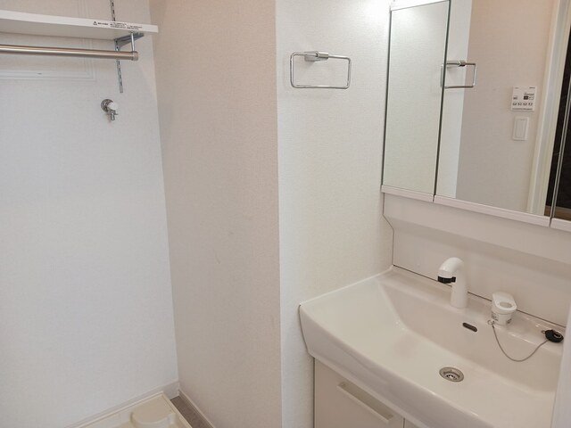 洗面設備　スペースが確保できる洗面所です