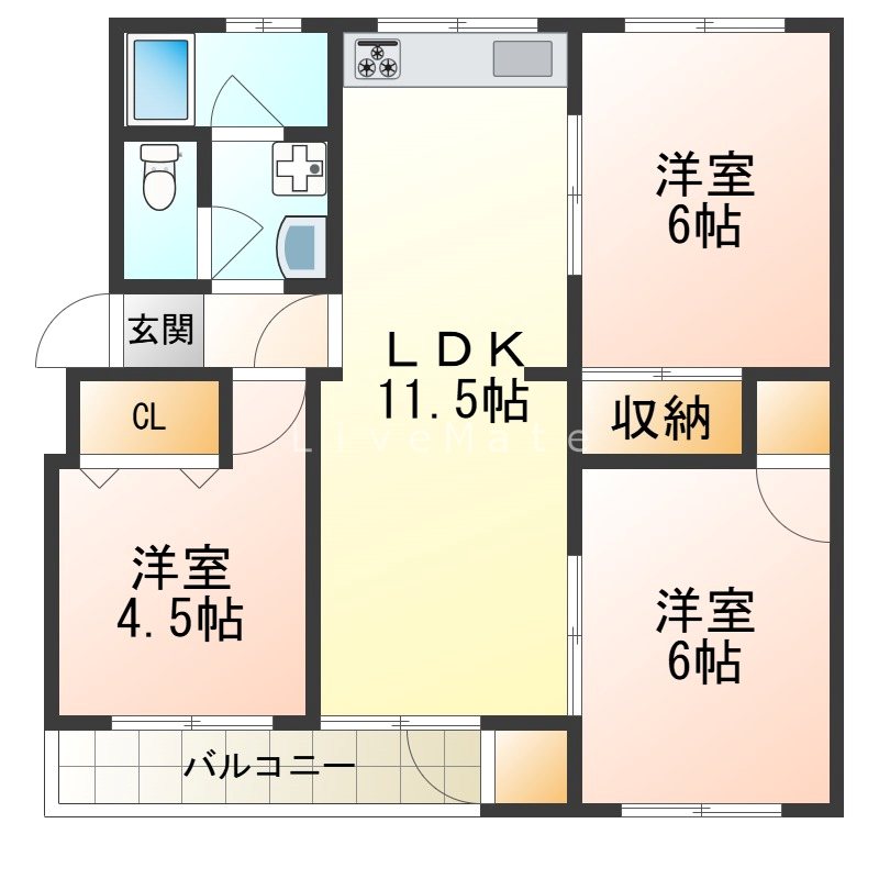 神陵台西住宅61号棟の間取り写真