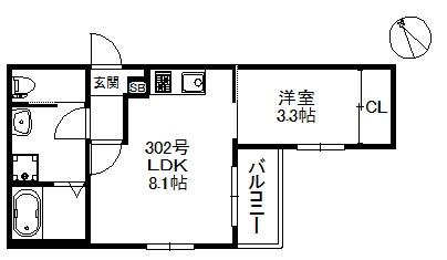 地下鉄箱崎線 箱崎宮前駅 徒歩5分 3階建 築4年の間取り写真