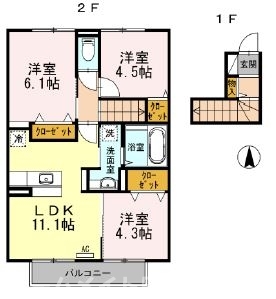 ＪＲ篠栗線 篠栗駅 徒歩52分 2階建 築14年の間取り写真