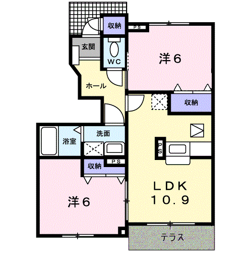 ド－ン新春日　Ｄの間取り