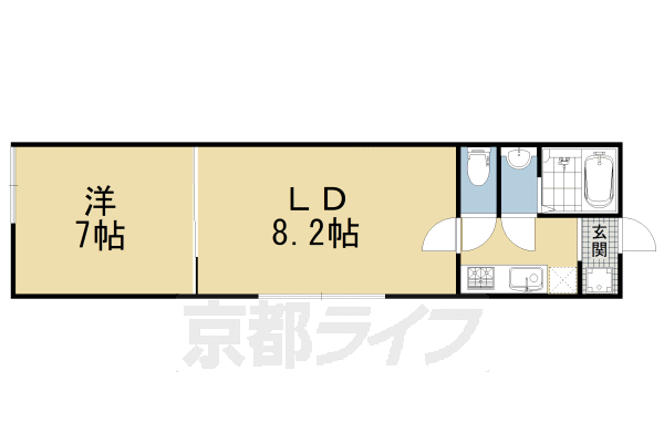 京都市東山区弁財天町のアパートの間取り