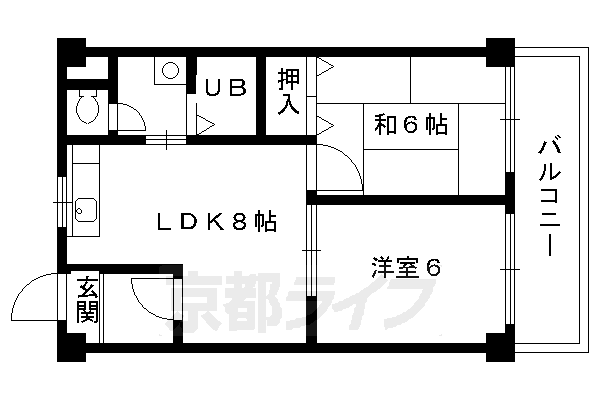 京都市右京区梅津東構口町のマンションの間取り