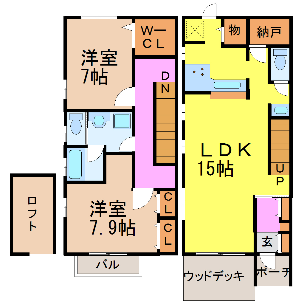 名古屋市瑞穂区彌富町のアパートの間取り