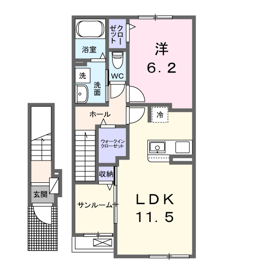 匝瑳市椿　新築1LDKの間取り