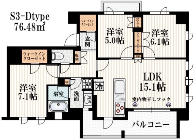 アトラス調布　光の棟Bの間取り