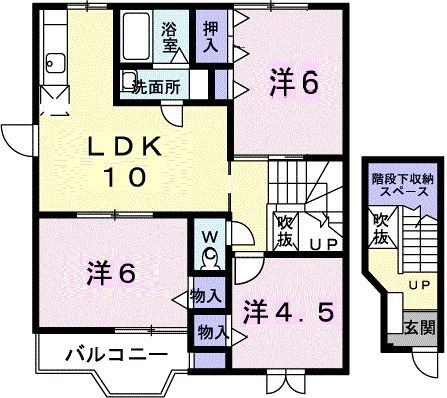 津山市高野本郷のアパートの間取り