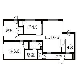 札幌市手稲区手稲本町二条のマンションの間取り