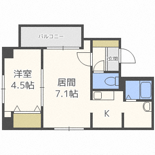 北海道札幌市中央区南一条西１８（マンション）の賃貸物件の間取り