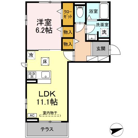 岡崎市六名のアパートの間取り