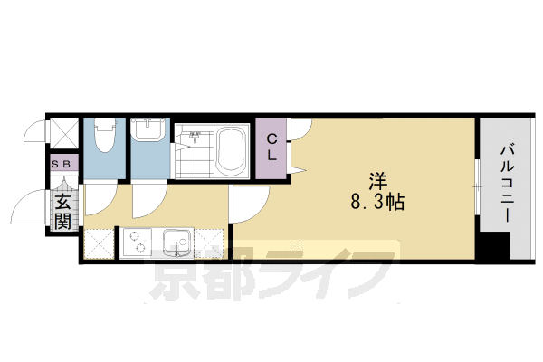 京都市下京区西七条石井町のマンションの間取り