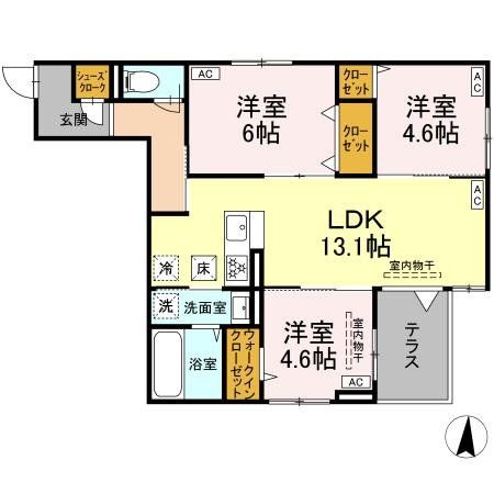 大和市大和東のアパートの間取り