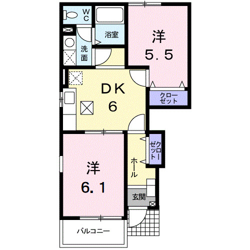 富山市八尾町黒田のアパートの間取り