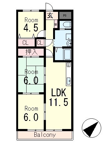 大津市丸の内町のマンションの間取り