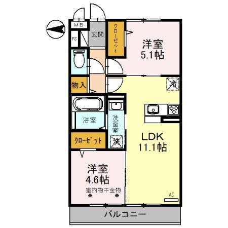 オークリーフ三郷　Ｂの間取り