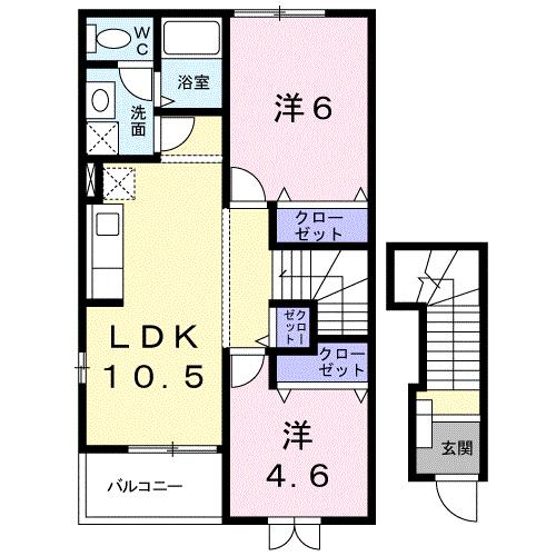 日置市東市来町長里のアパートの間取り