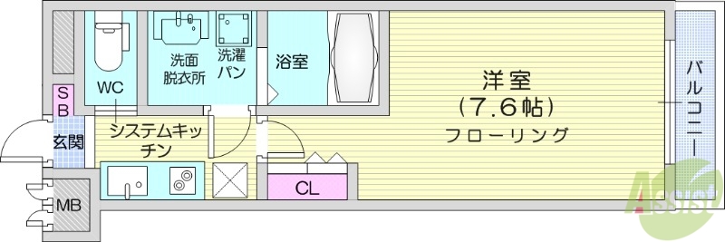 仙台市若林区新寺のマンションの間取り