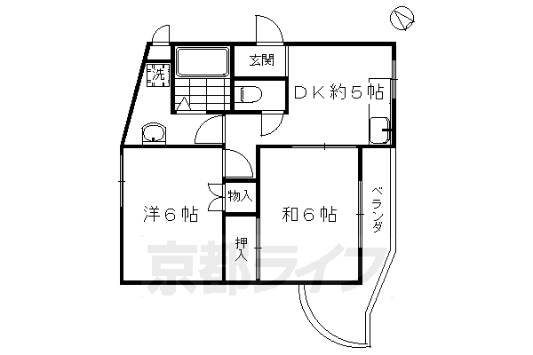 京都市南区唐橋井園町のマンションの間取り