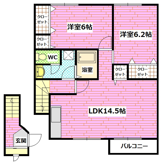 安芸郡熊野町出来庭のアパートの間取り