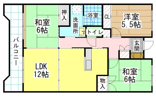 北九州市小倉北区中井のマンションの間取り