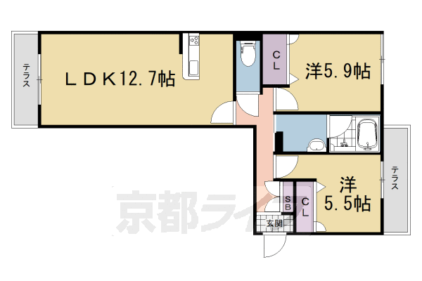 城陽市富野のマンションの間取り