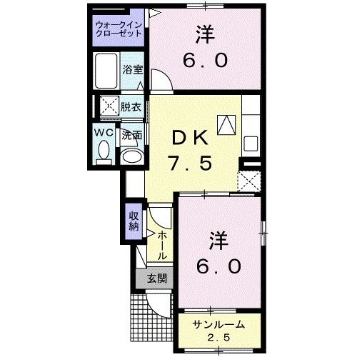 朝倉郡筑前町山隈のアパートの間取り